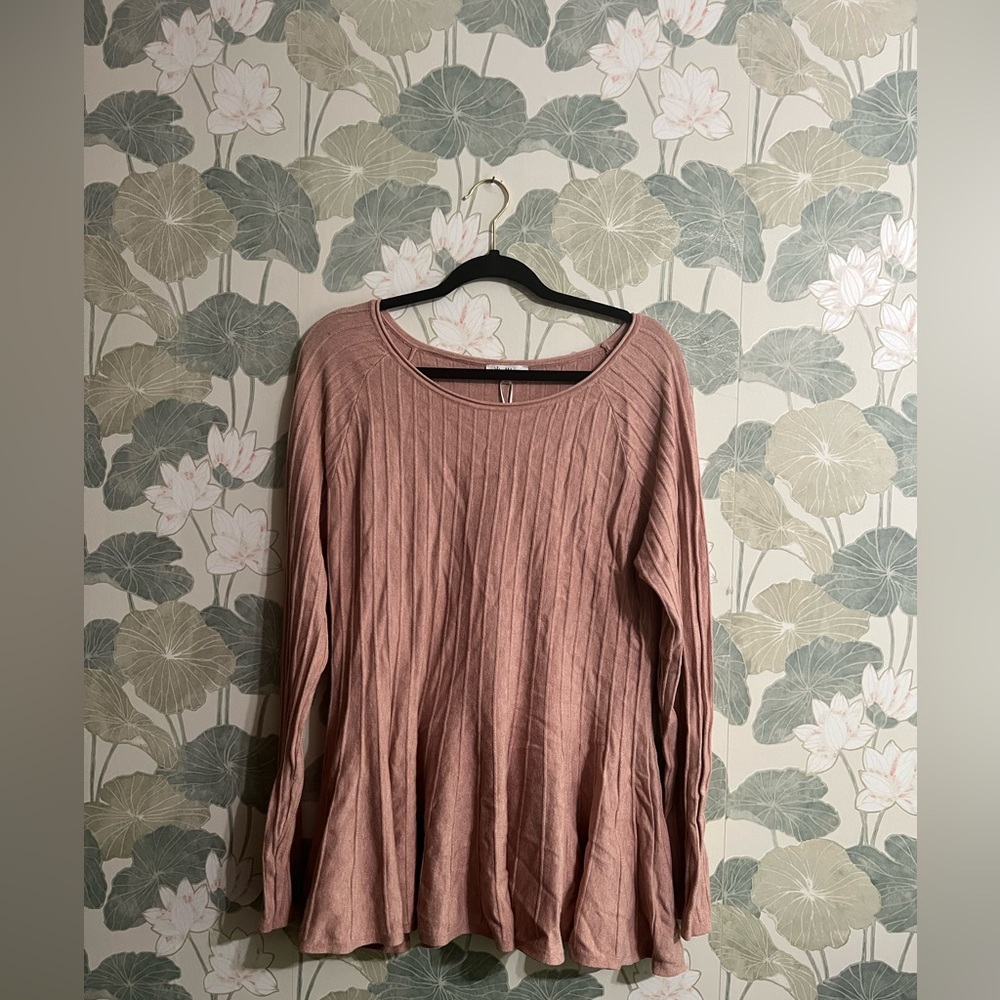 NWT Villa Milano Pink stretchy knit pumpkin sweater top XL